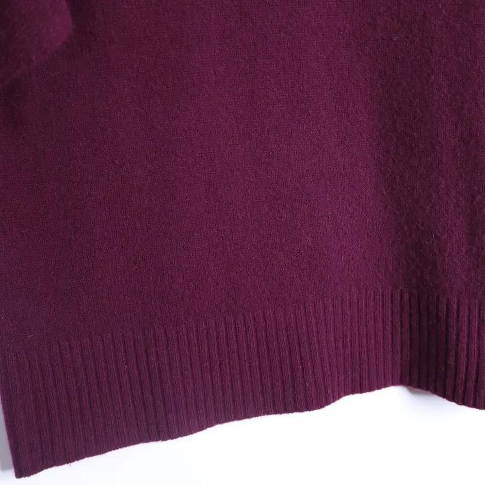 J. CREW Oversized Vintage Sweater Tee Darkstar Burgundy Wool Women's S